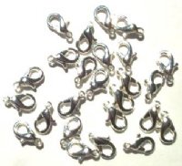 25 10mm Silver Plated Lobster Claw Clasps